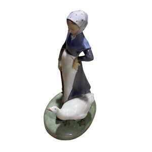 Vintage Royal Copenhagen Girl with Goose w/ Artist Monogram Porcelain Figurine 5